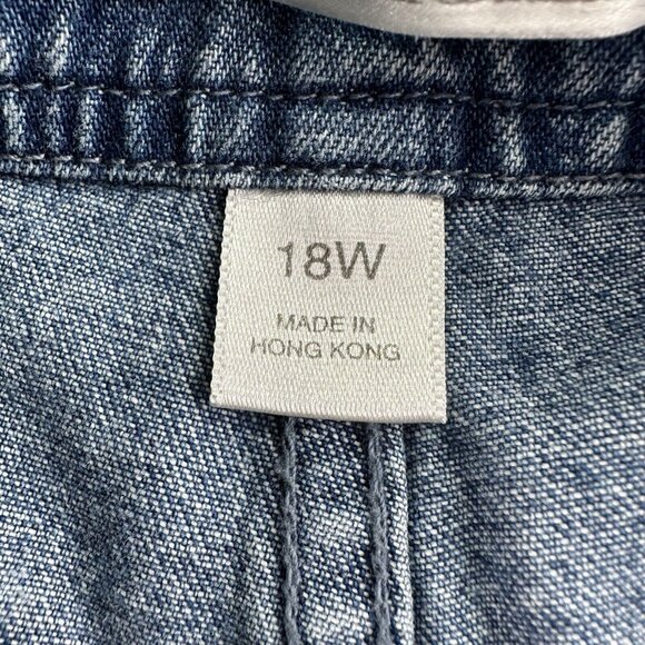 CJ Banks Shorts Womens 18W Blue Flat Front High Rise Cotton Pockets Medium Denim - Picture 10 of 16